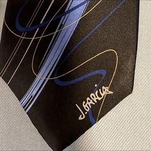 J.Garcia Tie.  Happy Birthday Watercolor Collection! Black and blue.